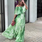 Bedrucktes, plissiertes Off-Shoulder-Kleid für Damen