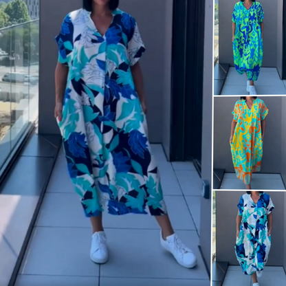 ✨ Bedrucktes Freizeitkleid für Damen mit V-Ausschnitt, elegant (🔥50 % RABATT)