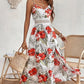 Fließendes Kleid mit Blumenmuster und hohem Schlitz für Damen mit Spaghettiträgern