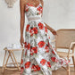 Fließendes Kleid mit Blumenmuster und hohem Schlitz für Damen mit Spaghettiträgern
