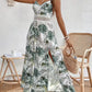 Fließendes Kleid mit Blumenmuster und hohem Schlitz für Damen mit Spaghettiträgern