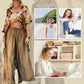 Zweiteiliges Set aus langem Oberteil und weiter Hose für Damen