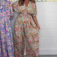 💥Kurzarm-Jumpsuit für Damen mit V-Ausschnitt und Blumenprint