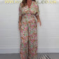 💥Kurzarm-Jumpsuit für Damen mit V-Ausschnitt und Blumenprint