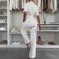 Button-Down-Jumpsuit mit Taillenband für Damen