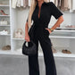 Button-Down-Jumpsuit mit Taillenband für Damen
