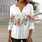 🌸💐2026 Mode neue Blumen gedruckt V-Ausschnitt plissiert Knopf T-Shirt unten Shirt