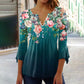 🌸💐2026 Mode neue Blumen gedruckt V-Ausschnitt plissiert Knopf T-Shirt unten Shirt