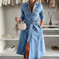 🔥  LETZTER TAG VERKAUF 50% RABATT🔥👗Damen-Jeanskleid mit Knopfleiste und langen Ärmeln