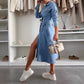 🔥  LETZTER TAG VERKAUF 50% RABATT🔥👗Damen-Jeanskleid mit Knopfleiste und langen Ärmeln