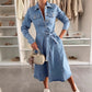 🔥  LETZTER TAG VERKAUF 50% RABATT🔥👗Damen-Jeanskleid mit Knopfleiste und langen Ärmeln