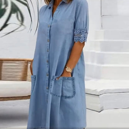 🌺Elegantes einfarbiges Jeanskleid für Damen