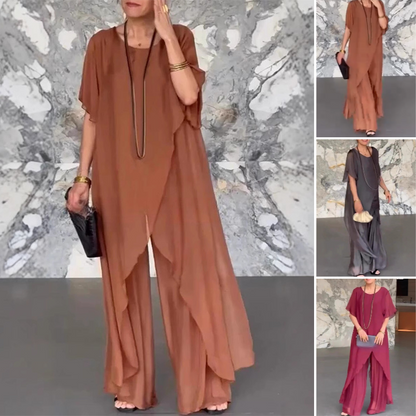 💃Damen-Set aus asymmetrischem Oberteil und lockerer Hose