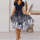 🌺Fließendes, bedrucktes Kleid mit V-Ausschnitt für Damen-Bequem. Elegant. Für JEDEN Tag