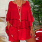 Women's Casual Hollow Out V-Ausschnitt Kleid