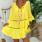 Women's Casual Hollow Out V-Ausschnitt Kleid