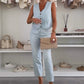 🥰Elegantes ärmelloses Oberteil- und Hosenset für Damen