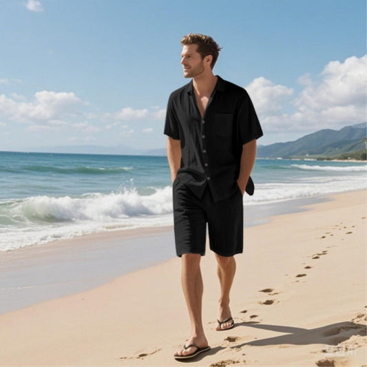 Atmungsaktives Strand-Outfit für Herren – Kurzarmhemd und Shorts