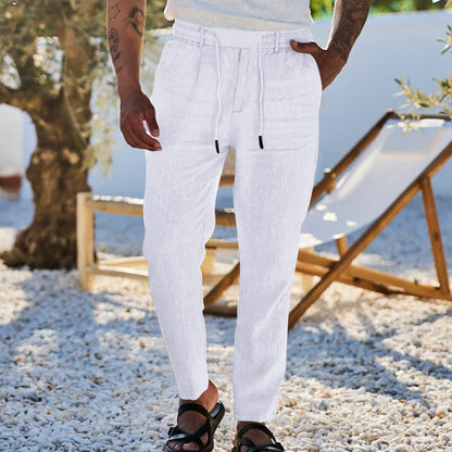 👖 Herren lockere Freizeithose mit Kordelzug – verstellbarer Bund, praktische Schrägtaschen, lässiger Stil. ✨