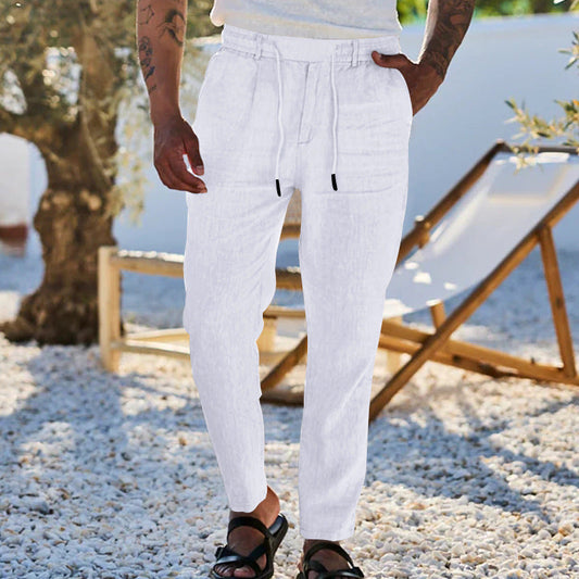👖 Herren lockere Freizeithose mit Kordelzug – verstellbarer Bund, praktische Schrägtaschen, lässiger Stil. ✨
