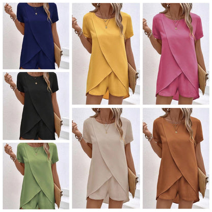 👗 55% RABATT! ☀️ Damen Zweiteiler – asymmetrisches Oberteil & Shorts – Einfarbig, luftig & vielseitig für Sommer, Strand & Alltag 🏖️