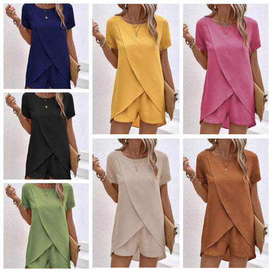 👗 55% RABATT! ☀️ Damen Zweiteiler – asymmetrisches Oberteil & Shorts – Einfarbig, luftig & vielseitig für Sommer, Strand & Alltag 🏖️
