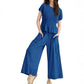 🌞✨Damen Gesmoktes Zweiteiler Set – Weite Bein Hose & Strukturierte Bluse, Vielseitig für Büro & Alltag