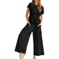 🌞✨Damen Gesmoktes Zweiteiler Set – Weite Bein Hose & Strukturierte Bluse, Vielseitig für Büro & Alltag