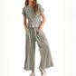 🌞✨Damen Gesmoktes Zweiteiler Set – Weite Bein Hose & Strukturierte Bluse, Vielseitig für Büro & Alltag