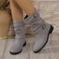 Damen-Ankle-Boots aus Denim mit Schnallenriemen