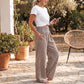⏳LETZTER TAG DES SALE – 50 % RABATT!🎁Gestreifte Gingham-Hose mit weitem Bein, hoher Taille und Taschen