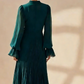 ✨Damen Plissee-Midikleid mit Volants und Schlüsselloch-Ausschnitt🌸💞