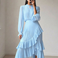 ✨Damen Plissee-Midikleid mit Volants und Schlüsselloch-Ausschnitt🌸💞