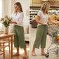 🔥50% RABATT! Damen Caprihose: Weitbein, Kordelzug-Bund & Taschen – Lässig & komfortabel