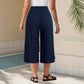 🔥50% RABATT! Damen Caprihose: Weitbein, Kordelzug-Bund & Taschen – Lässig & komfortabel