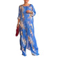 Asymmetrisches Tunika- und Hosen-Set mit Blumenmuster für Damen