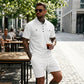 Herren 2-teiliges Set: Kurzarm-Oberteil und Shorts mit Kordelzug