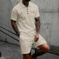 Herren 2-teiliges Set: Kurzarm-Oberteil und Shorts mit Kordelzug