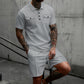 Herren 2-teiliges Set: Kurzarm-Oberteil und Shorts mit Kordelzug
