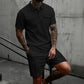 Herren 2-teiliges Set: Kurzarm-Oberteil und Shorts mit Kordelzug