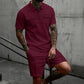Herren 2-teiliges Set: Kurzarm-Oberteil und Shorts mit Kordelzug