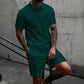 Herren 2-teiliges Set: Kurzarm-Oberteil und Shorts mit Kordelzug
