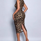 💖2026 Neuheit - 50 % Rabatt! 💖 Bodycon-Kleid mit V-Ausschnitt, Spitzenbesatz und Leopardenmuster👗🔥