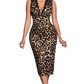 💖2026 Neuheit - 50 % Rabatt! 💖 Bodycon-Kleid mit V-Ausschnitt, Spitzenbesatz und Leopardenmuster👗🔥