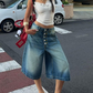 👖Damen-Jeans-Culotte mit mehreren Knöpfen und weitem Bein