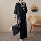 👚 60% RABATT! 🌸 Vintage-Stickerei Set – Atmungsaktives Baumwoll-Leinen, 3/4-Ärmel & Weite Hose Für Einen Eleganten Look 💃