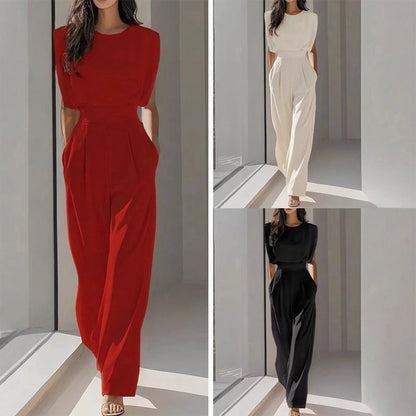 ✨🔥Einfarbiger Jumpsuit mit weitem Bein für Damen