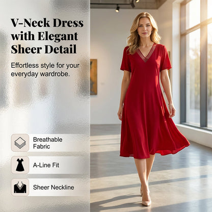 👗Elegantes Damen V-Ausschnitt Mesh-Kleid