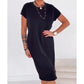 Lässiges Kurzarm-T-Shirt-Kleid für Damen