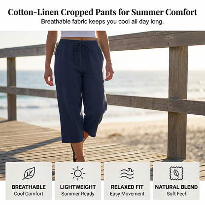 🔥Solange der Vorrat reicht 55 % Rabatt!🎉Baumwoll-Leinen-7/8-Hose für Damen – luftig & vielseitig👖☀️